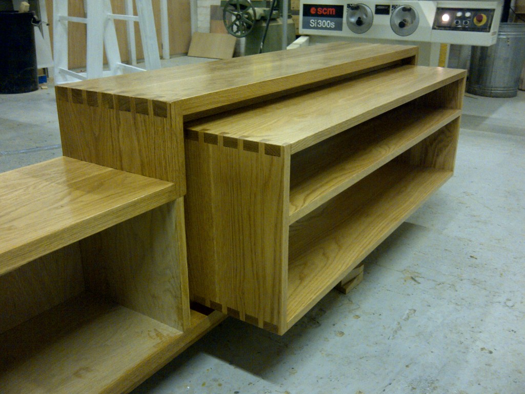 Handmade oiled oak living room fitted furniture