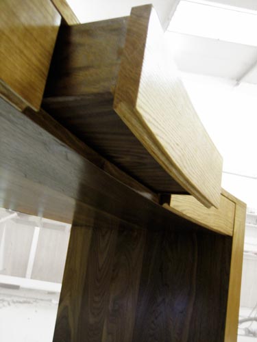 Handmade bespoke furniture, cabinet makers, Oak and Walnut crescent desk