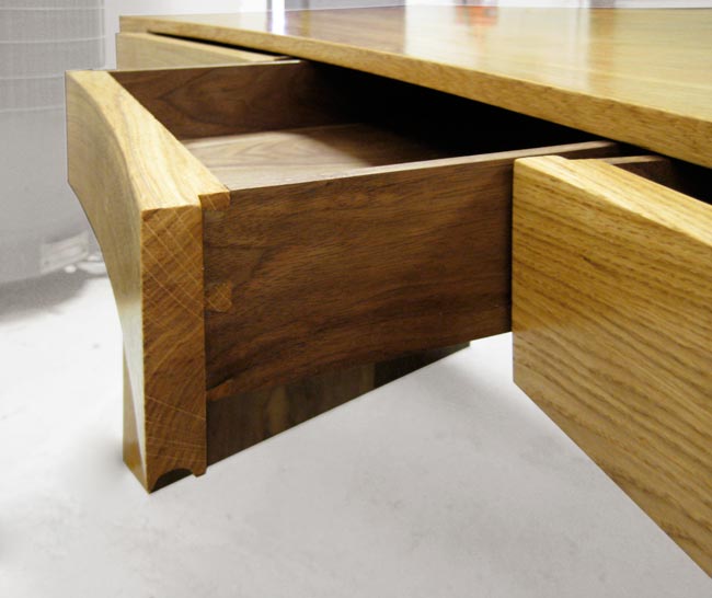 handmade bespoke desk study furniture oak and walnut