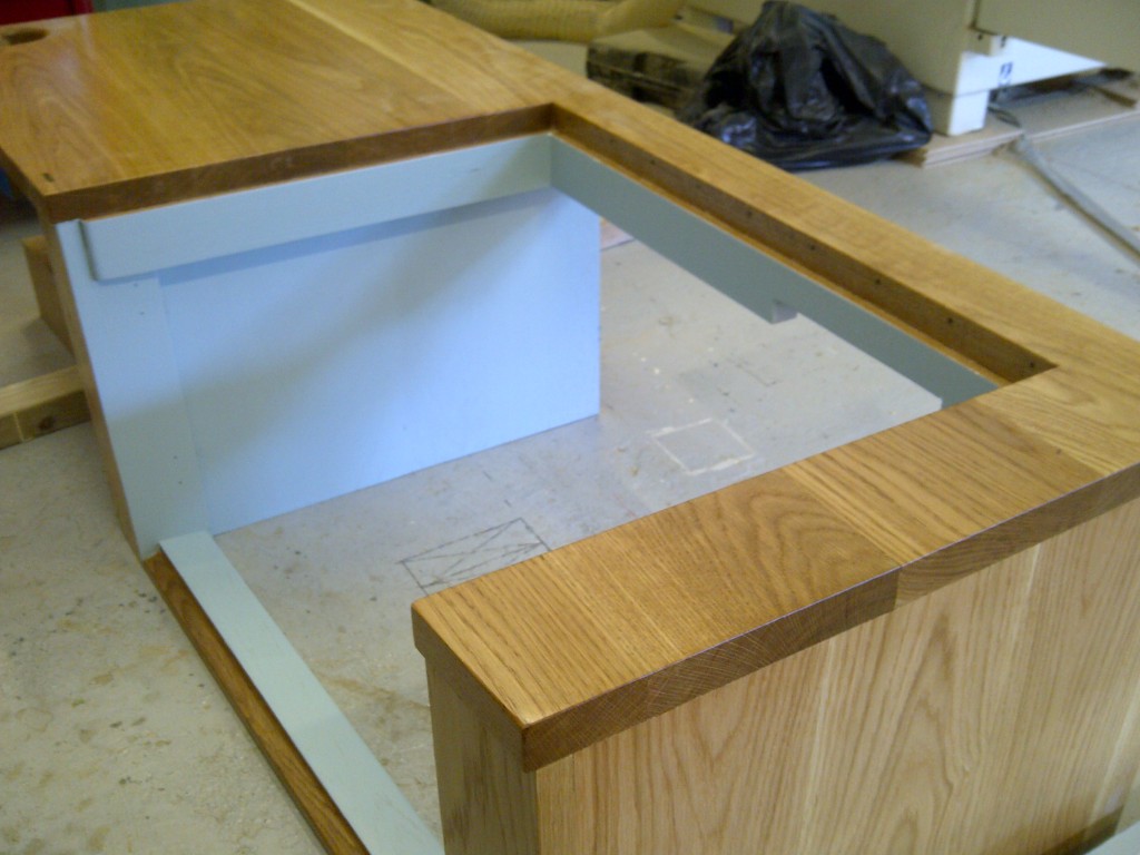 Bespoke hardwood home office study with toy cabinet