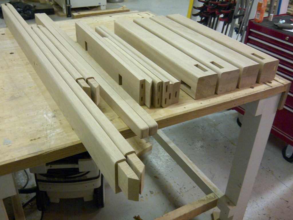 Handmade Oak Kitchen Table Components befoe Assembly
