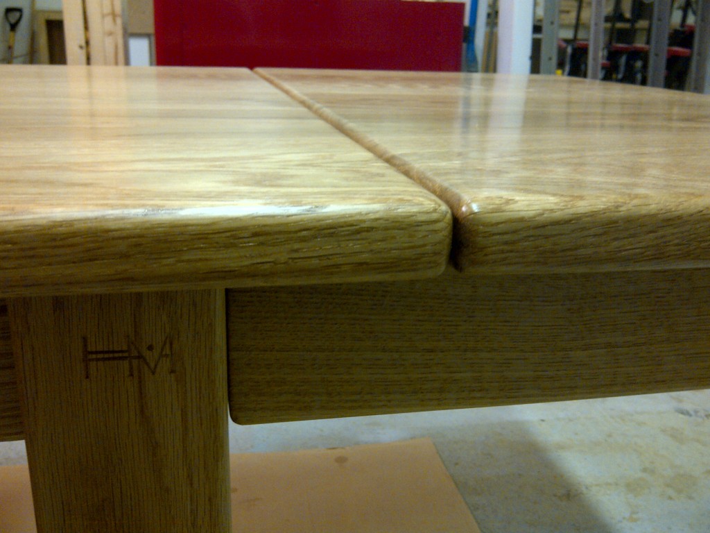 Handmade oak kitchen table with leaf. Bespoke table with leaf