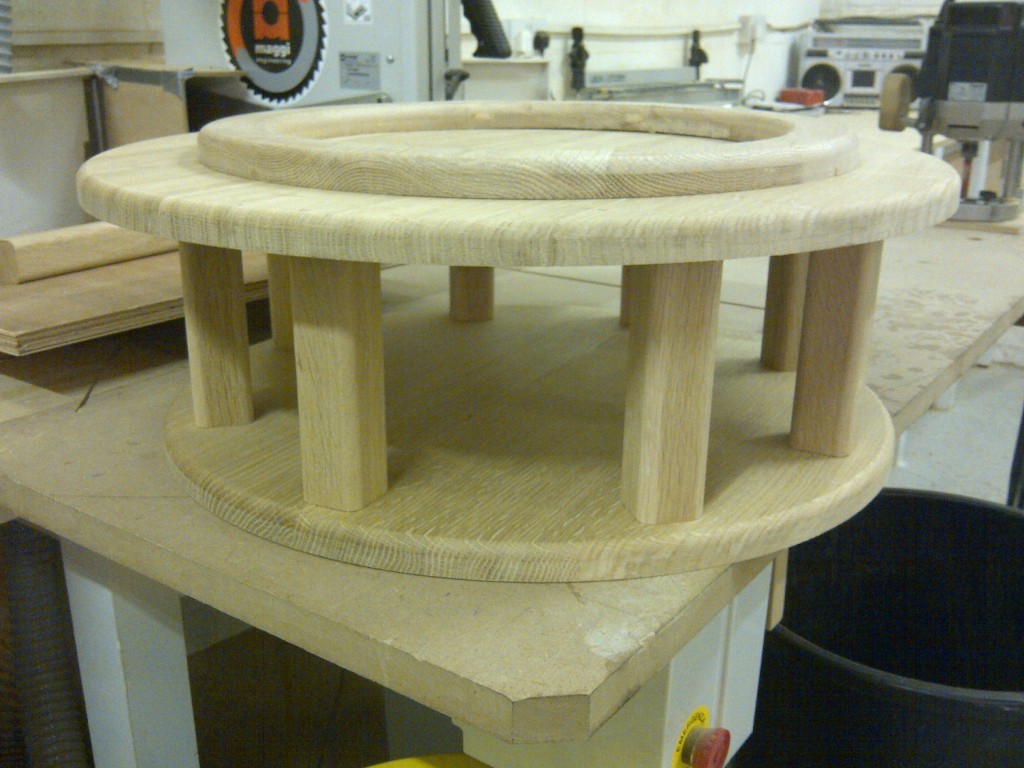 Handmade bespoke Holy water font plinth european oak made for chester church in cheshire