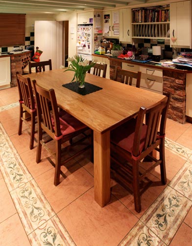Handmade oak kitchen table, design and made in Cheshire by cabinet maker HM Handmade