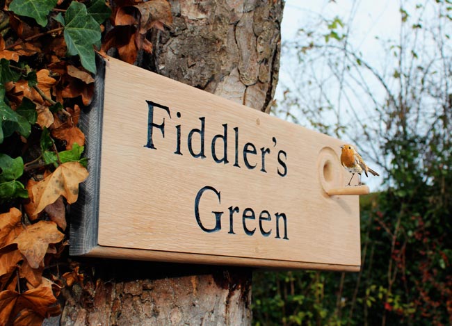 Bespoke Handmade Wooden House Sign Bird Box in Oak