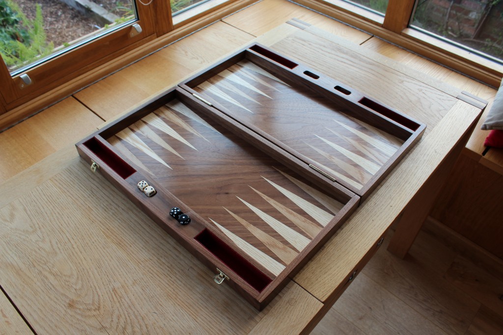 Bespoke Handmade Backgammon Board in Walnut wedding present gift