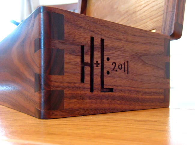 Bespoke handmade walnut wooden jewellery wedding engagement box