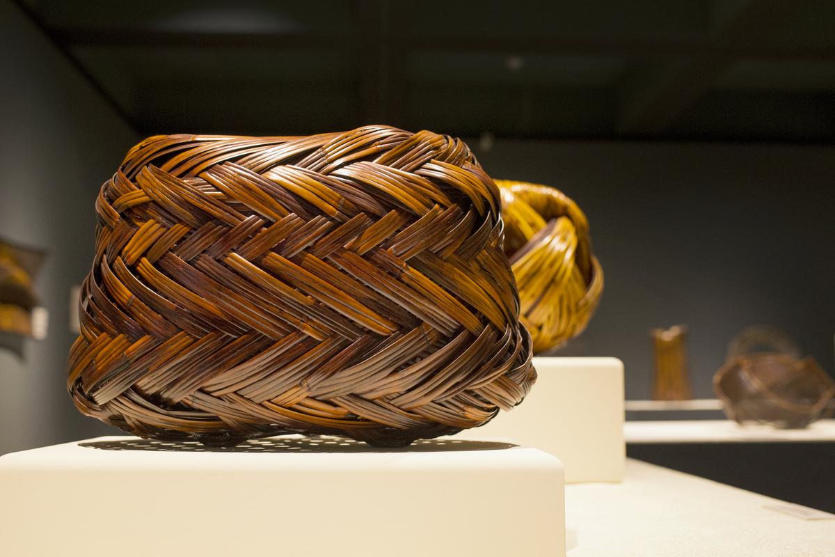 Katsushiro Soho's "Sunset Glow" on display at the Bowers Museum for a bamboo art exhibit called "Modern Twist: Contemporary Japanese Bamboo Art." ????///ADDITIONAL INFORMATION: 9/22/15 - FOSTER SNELL, ORANGE COUNTY REGISTER - BambooBowers.0927 Ð New exhibit at the Bowers Museum on bamboo art called "Modern Twist: Contemporary Japanese Bamboo Art."